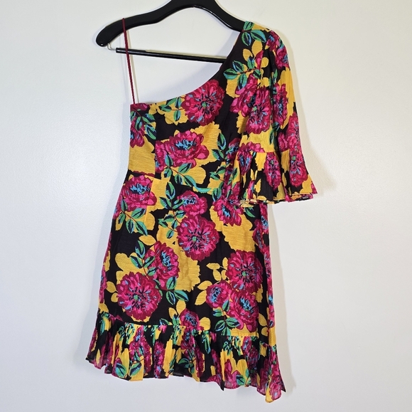 La Maison Talulah Barcelona Bloom Floral One Sleeve Mini Dress Silk Blen… - Picture 7 of 12